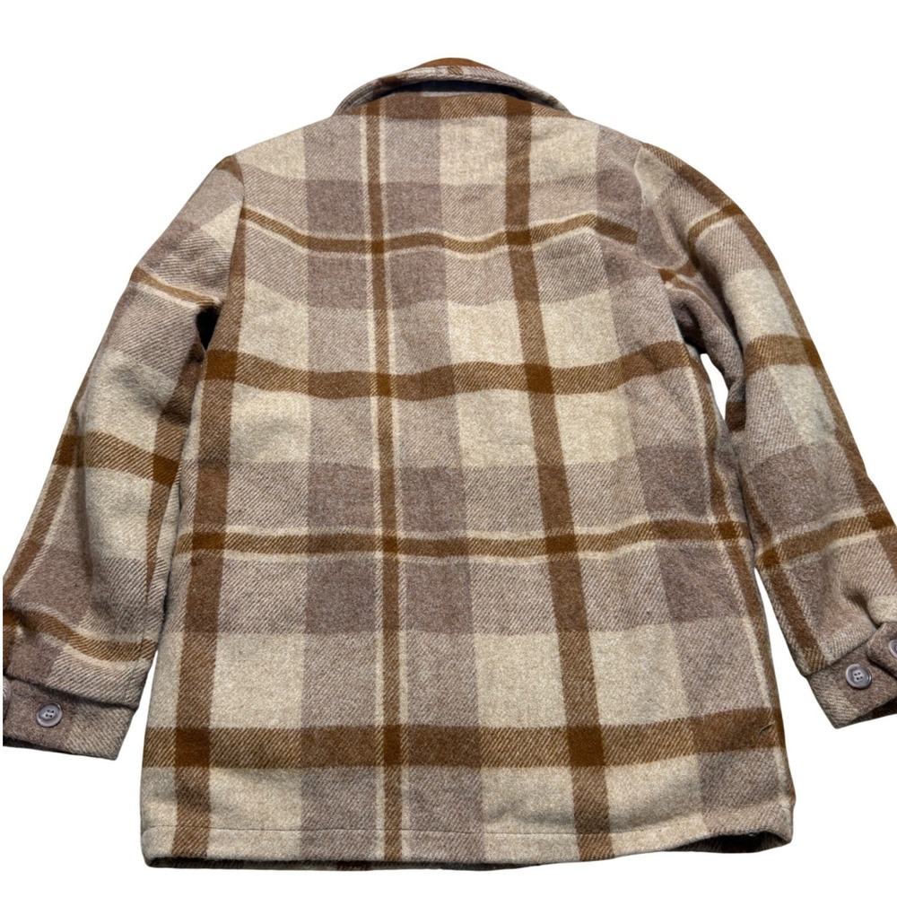 Vintage 1960s Woolrich Wool Plaid Jacket Brown Faux Fur Lined Talon Zip Mens S - Picture 2 of 10